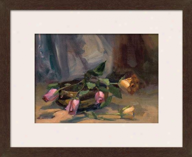 "cinnamon Rose Framed Wall Art - 27""hhx33""w, Matted Espresso"