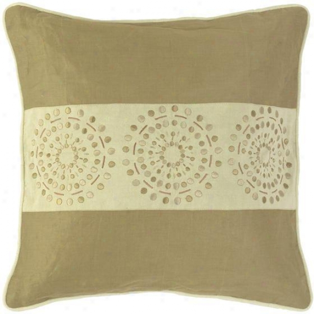 "circles And Stripes Pillowq - Impart Of 2 - 18""x18"", Khaki/tan"