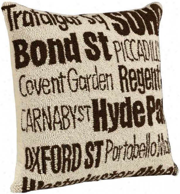 City Hand-hooked Pillow - Londoh, Ivory