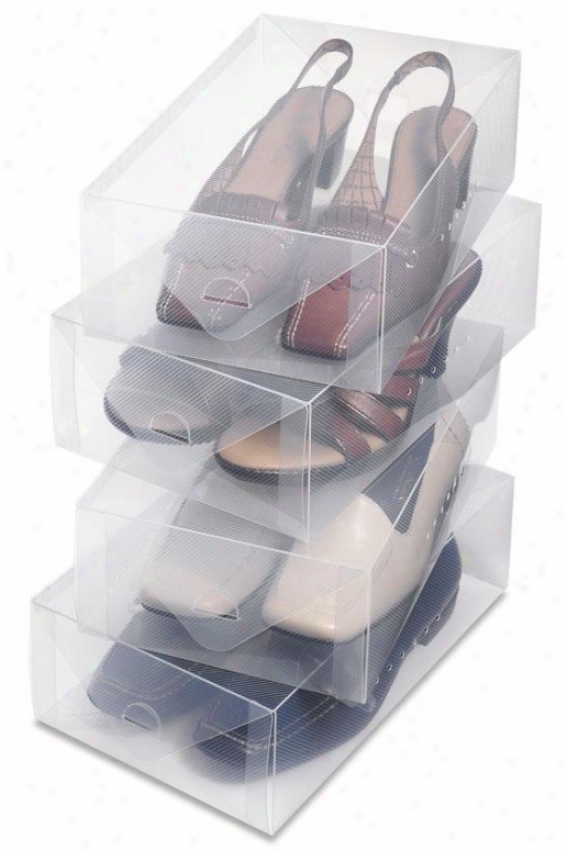 "clear Vue Women's Shoe Box - Set Of 4 - 4""hx7.5""wx12""d, White"