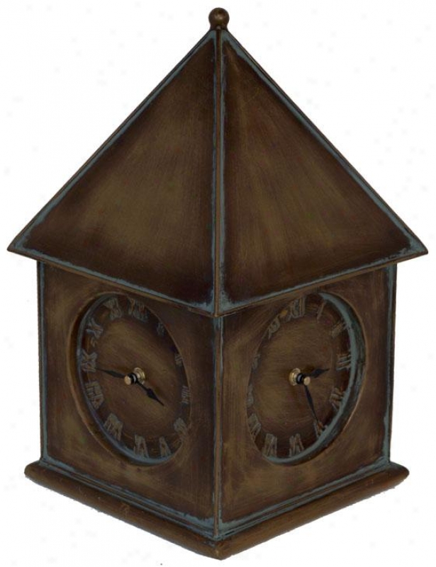 "clockhouse 4-sided Clock - 15.5""hx9.5""squa, Pumpkin"