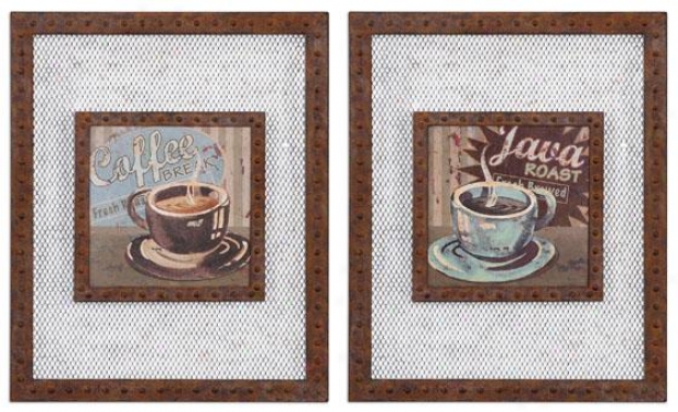 Coffee Brew Wall Art - Set Of 2 - Set Of 2, Rust Multi