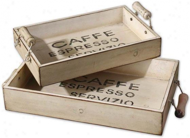 Coffee Trays - Set Of 2 - Concrete Of 2, Ivory