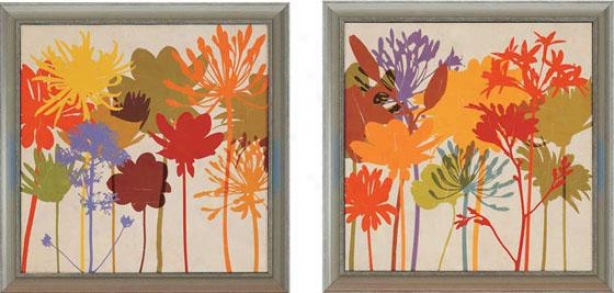 Colorful Bloom Wall Artt - Set Of 2 - Set Of Two, Multi