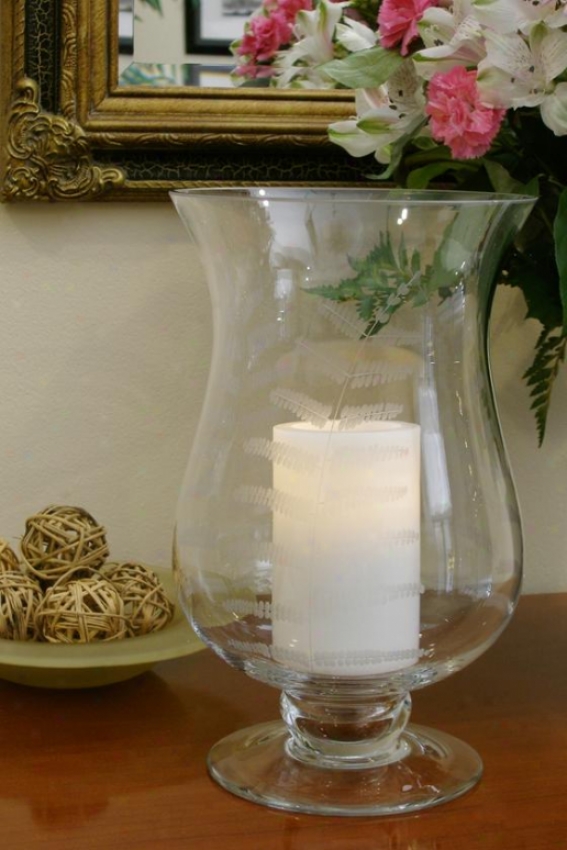 "concordia Etched Leaf Footed Violent gale Candle - 15h X 9w X 9""d, Clear Etched"