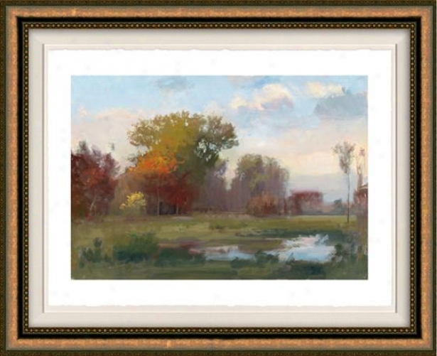 "conroe Pond Wall Art - 32""hx38""w, Floated Gold"