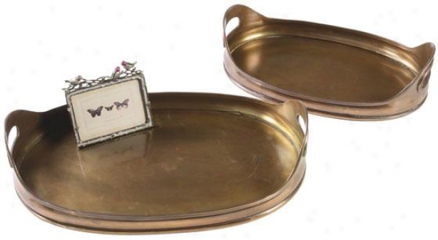 Copper Ofal Platters - Set Of 2 - Set Of Tw0, Copper