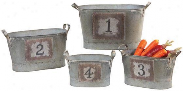 Counting Buckets - Put Of 4 - 13.5x6.55, Silver