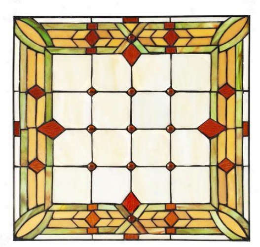 "craftsman 15"" Square Tiffany-style Stained Art Glass Window Panel - 15"" Square, Green"