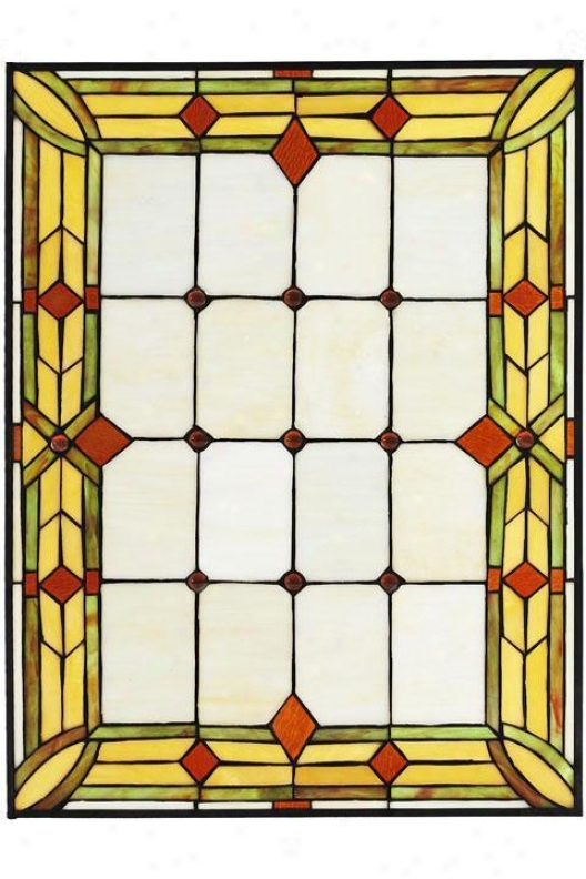 "craftsman 24""w Rectangle Tiffany-style Stained Art Glass Window Panel - Rectngl 18x24, Green"