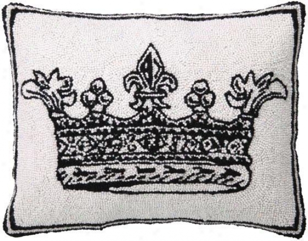 Crown Hand-hooked Pillow - King, Pale