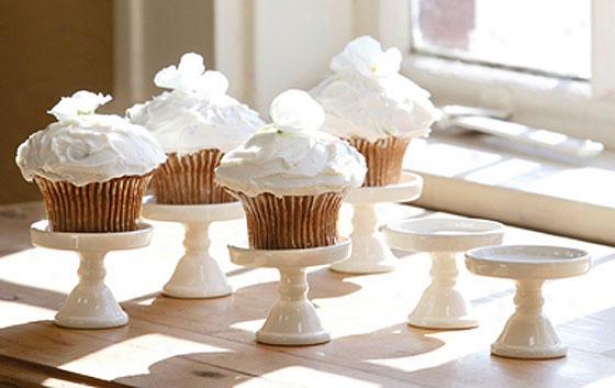 "cupcake Stand - Set Of 6 - 3""hx2.5""round, Ivory"