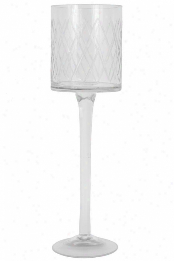 "cut Glass Candle Hloder - 15.5""h, Clear"