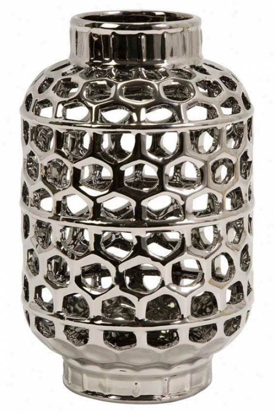 "cutwork Lantern - 8.5""x5.75""d, Polished iSlver"