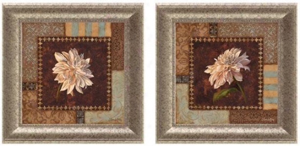 Dahlia Framed Wall Art - Set Of 2 - Set Of Two, Brown
