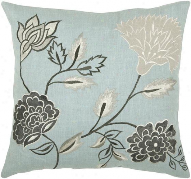 Davis Pillow - 18hx18w, Blue/white/gray