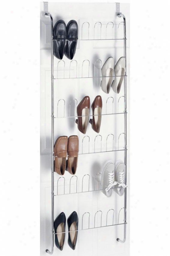 "delude Chrome Over-the-door Shoe Rack - 68""hx22.5""w, Silver Chrome"