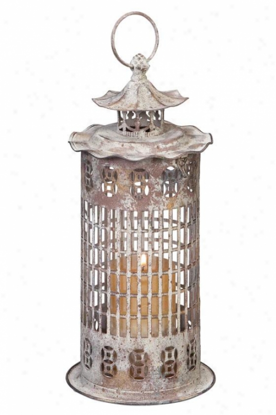 "denava Lantern - 14""hx7""w/glass, White"