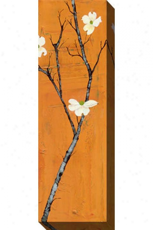 "dogwood On Orange Canvas Wall Art - 48""hx16""w, Oragne"