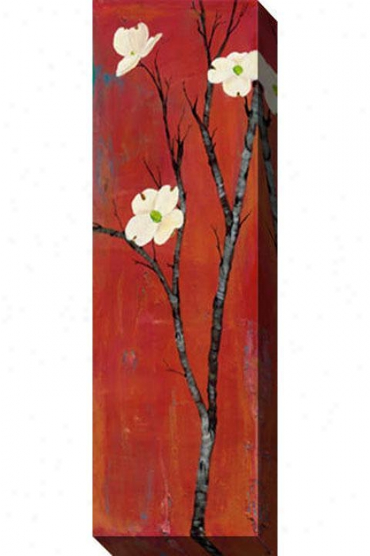 "dogwood On Red Canvas Wall Art - 48""hx16""w, Red"