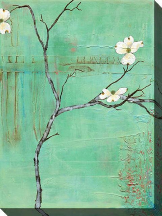 Dogwood On Turquoise Iii Canvas Wall Art - Iii, Turquoise