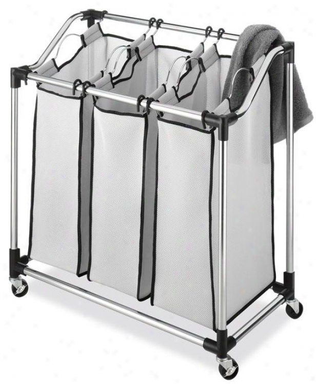 "durable Chrome Laundry Sorter - 33""hx311""wx16""d, Silver Chrome"