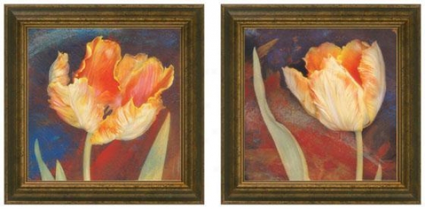 Dusk Tulip Framed Wall Art - Sst Of 2 - Set Of Two, Blue