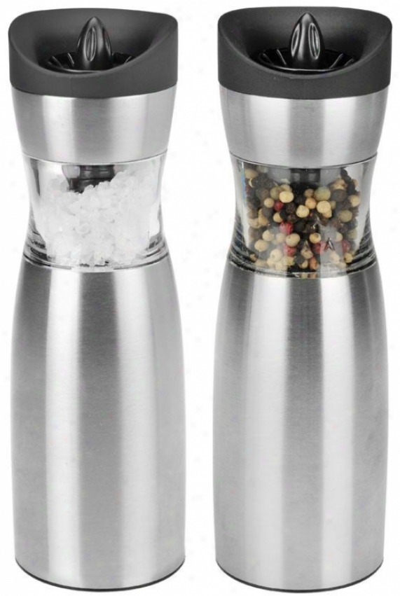 "electric Pepper Mills - Set Of-2 - 7.8""x2.7""x2.7"", Silver"