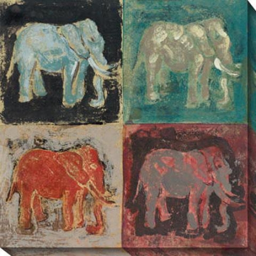 "elephant Canvas Wall Art - 40""hx40""w, Multi"