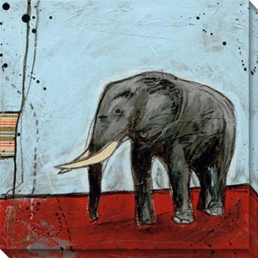 "elephant Canvas Wall Art I - 40""hx40""w, Blue"