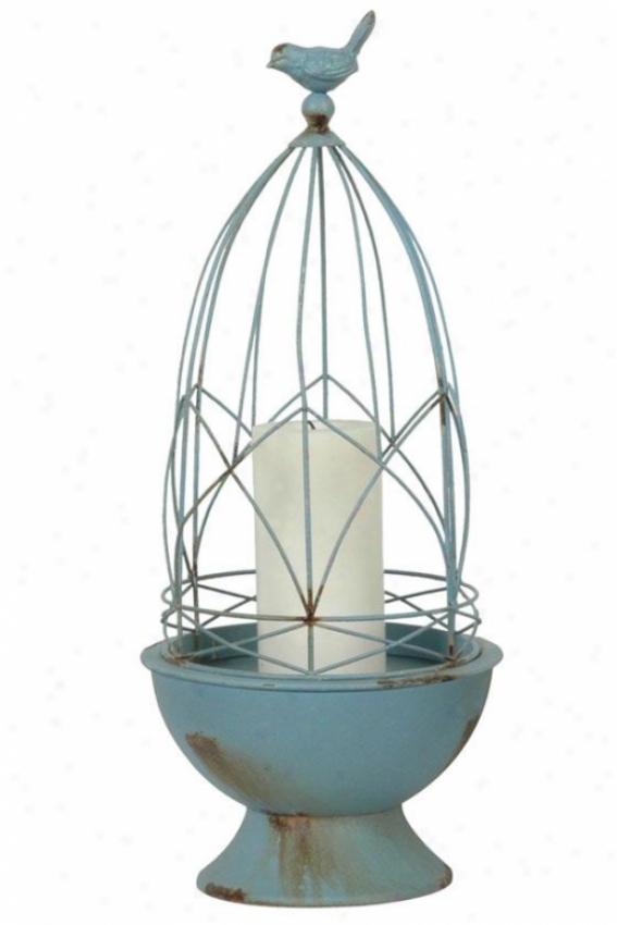 "faded Blue Telegraph Cage Caneleholder - 18.5""h X 8""d, Faded Blue"