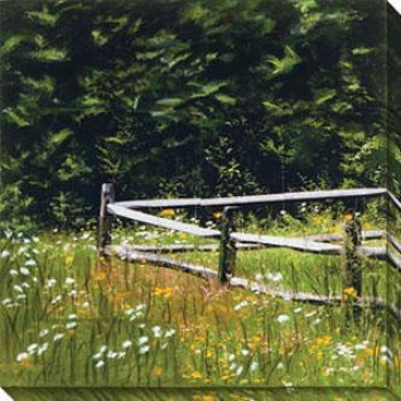 Fence Series Vi Canvas Wall Art - Vi, Green