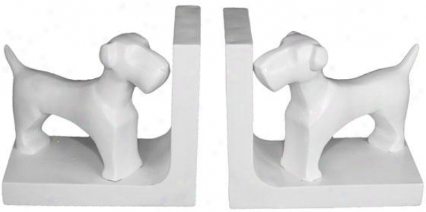 "fido The Dog Bookends - Set Of 2 - 6.5""hx7""w One and the other , White"