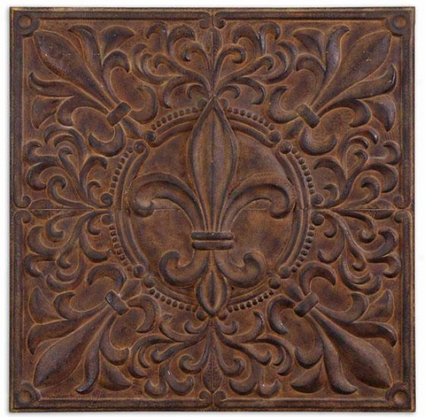 "fleur-de-lis 36""w Wall Plaque - 36""h X 36""w, Pumpkin"