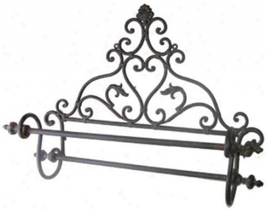 "fleur De Lis Metal Towel Rack - 20.9""hx27.6""w, Steel Gray"