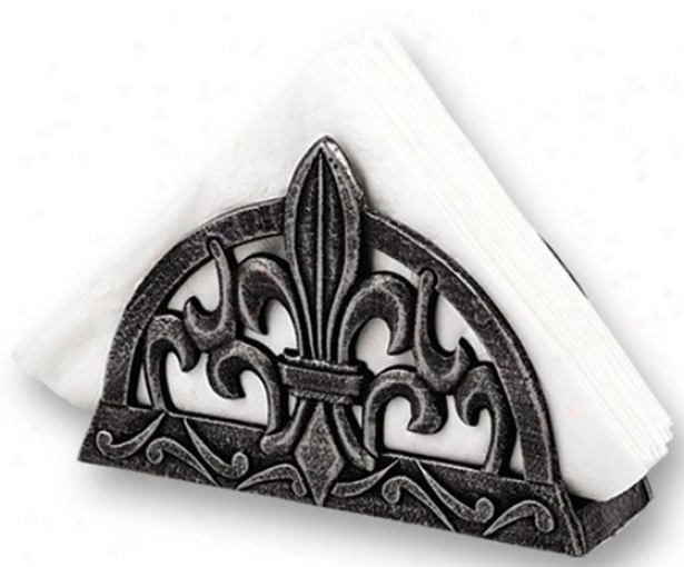 "fleur De Lis Napkin Holder - 7.25""wx2.25""d, Pewger"