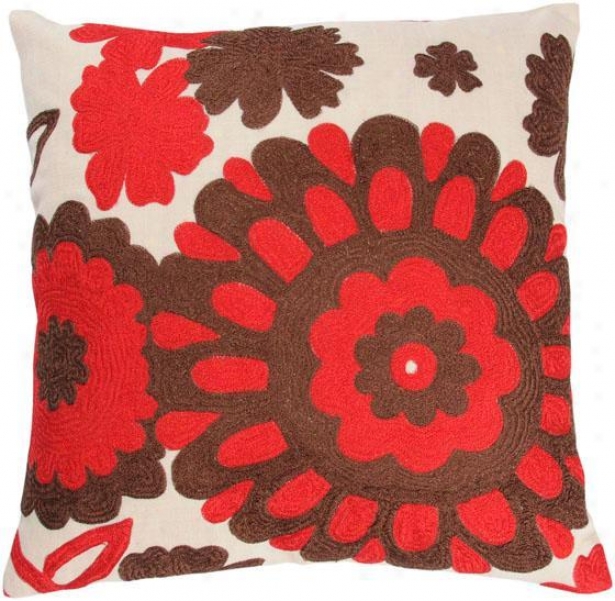 "flora Pillow - 18""x18"", Ivory"