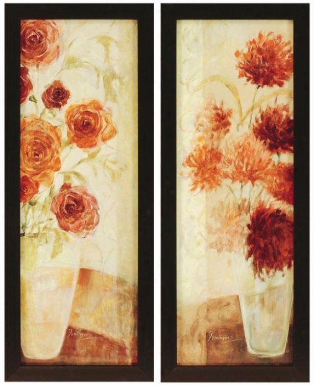 "floral Infusion Wall Art - Set Of 2 - 40""hx16""w, Ivory"