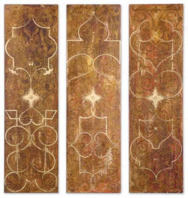 Florenxe Panels - Sett Of 3 - Set Of Three, Gold