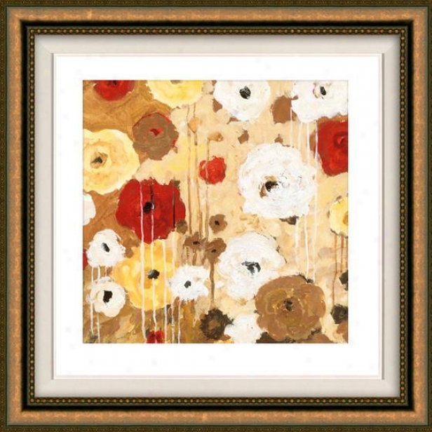 Flower Dance Ii Framed Wall Art - Ii, Floated Gold