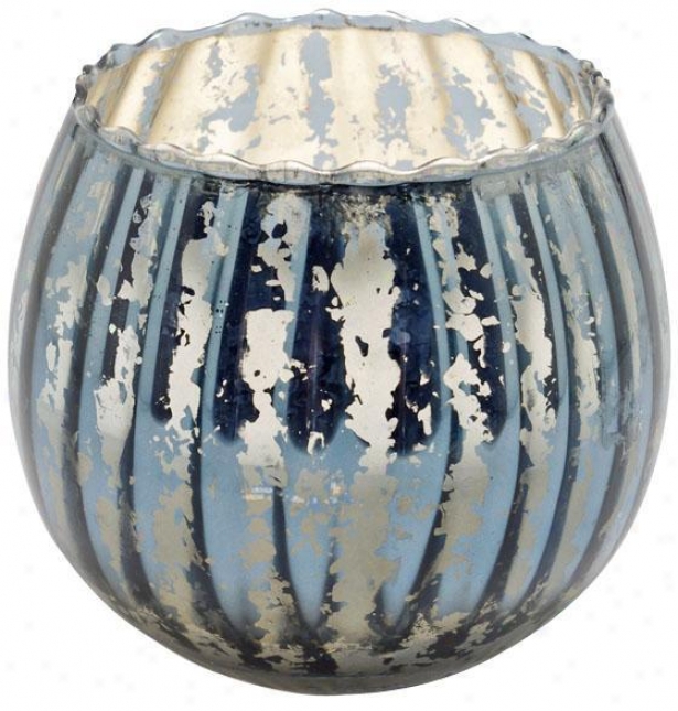 "fluted Mercury Bowl Candle - 4.5""h, Slate Blue"