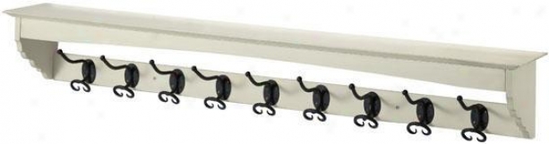 French Country Coat Rack - 9-hook, White