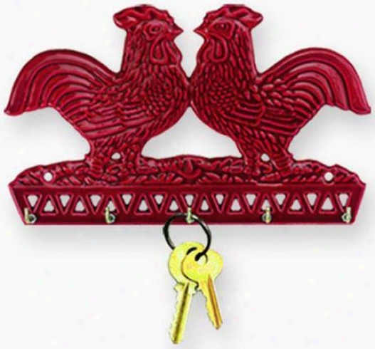 "french Country Rooster Key Owner - 5""hx8""w, Red"