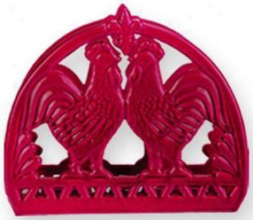 "french Country Rooster Napkin Holder - "6"hx5""ws2""d, Red"