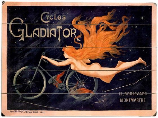 "french Gladiator Bicycles Wooden Sign - 20""hx14""w, Black"