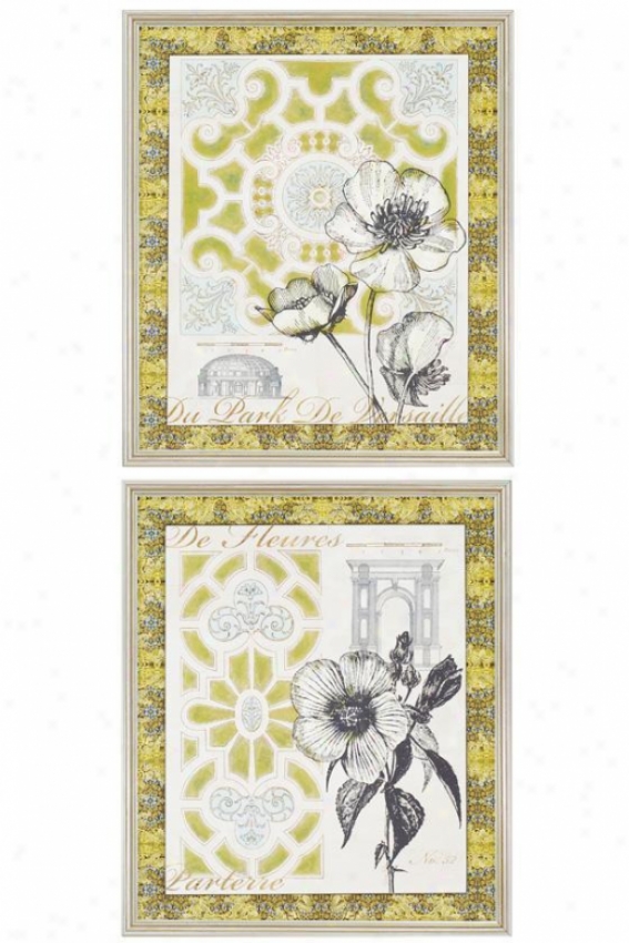 "garden Plan Wall Art - Set Of 2 - 24""hx21""w, Gray"