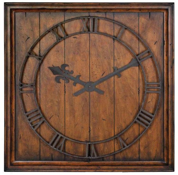 "garrison Simple Wall Clock - 32 X 32 X 3""d, Honey Pecan"