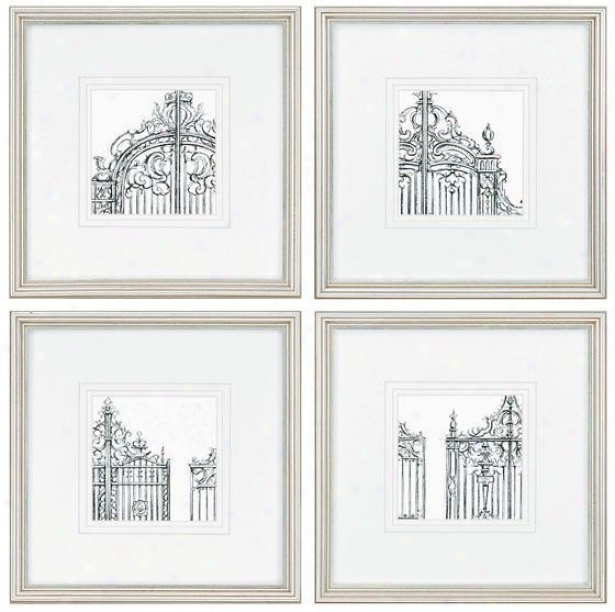 Gates Wall Art - Set Of 4 - Set Of 4, Ivory