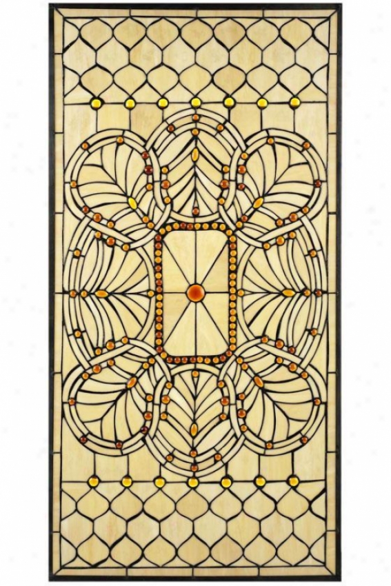 "geneva Stained Art Glass Window Panel Large Rectangle - 04""hx20""w, Copper"