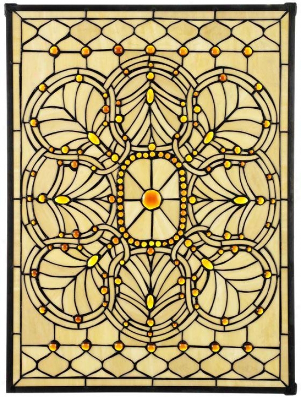 "geneva Stained Art Glass Window Panel Medium Rectangle - 24""hx18""w, Copper"